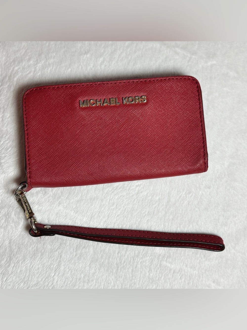 Michael Kors Jet Set Travel Leather Continental Wallet Wristlet - Dark Sangria